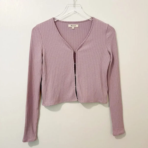 MADEWELL Ribbed Crop Cardigan in Provence Grape‎ size XS - Picture 4 of 10